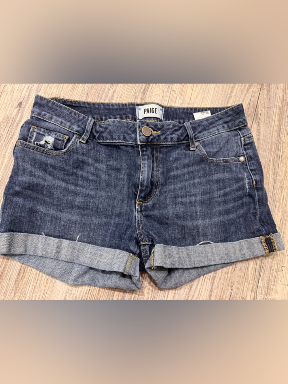 PAIGE Blue Denim Roll-Cuff Women's Shorts